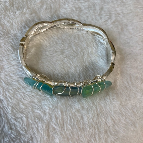 Wire Wrapped Stones Hinged Bracelet - Picture 2 of 4